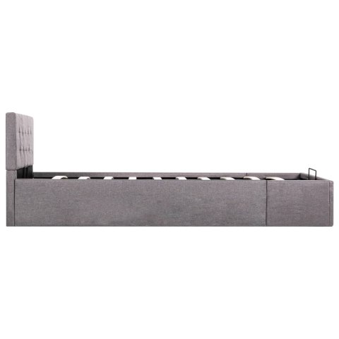 Rama łóżka z podnośnikiem, taupe, tkanina, 90 x 200 cm