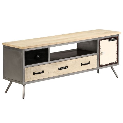 Szafka pod telewizor, lite drewno mango i stal, 120x30x45 cm