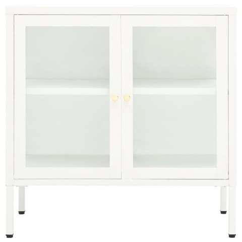 Szafka boczna, biała, 70x35x70 cm, stal i szkło