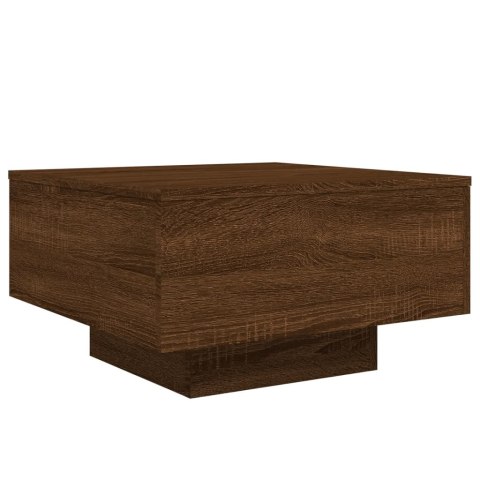 Stolik kawowy z podświetleniem LED, brązowy dąb, 55x55x31 cm