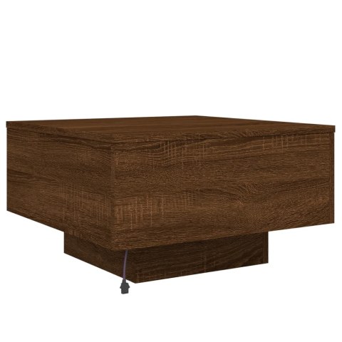Stolik kawowy z podświetleniem LED, brązowy dąb, 55x55x31 cm