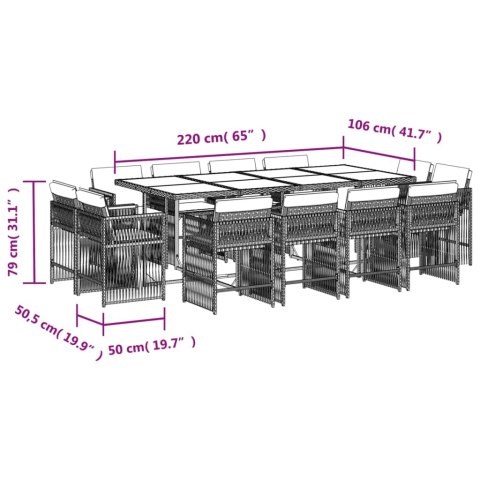 13-cz. zestaw mebli do ogrodu, poduszki, czarny, rattan PE