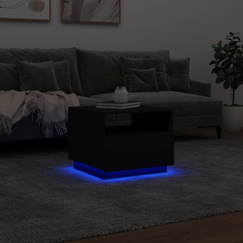 Stolik kawowy z oświetleniem LED, czarny, 50x49x40 cm