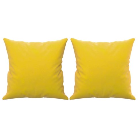2-osobowa sofa z poduszkami, żółta, 120 cm, aksamit