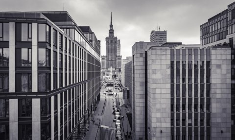 Obraz Wieloczęściowy Czarno-Biała Panorama Centrum Warszawy