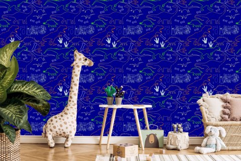Tapeta Dla Dzieci, Kolorowe Dinozaury, Zwierzęta