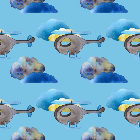 Tapeta Kolorowe Helikoptery Malowane Akwarelą