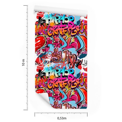 Tapeta Graffiti Z Odcieniami Czerwieni