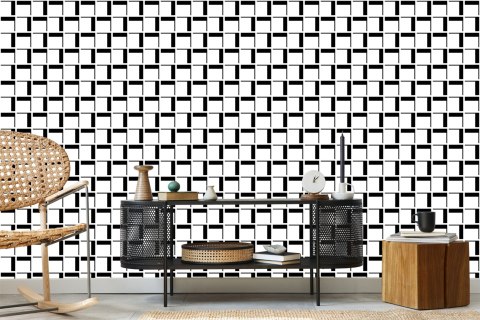 Tapeta 3D Geometryczna W Kratę Do Salonu, Biura
