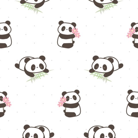 Tapeta Pandy Z Kwiatami