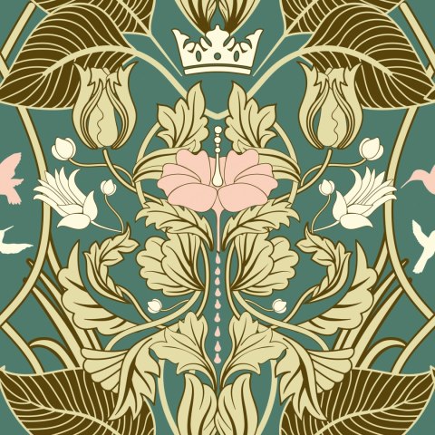 Tapeta Roślinne Ornamenty Retro