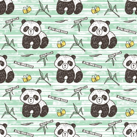 Tapeta Pandy Na Zielonym Tle