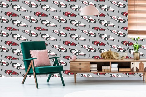 Tapeta Dla Dzieci - Wyścigowe Samochody W Stylu Vintage