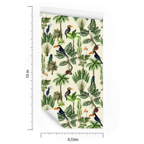 Tapeta Egzotyczne Ptaki I Rośliny W Stylu Vintage