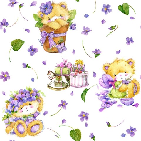 Tapeta Dla Dziewczynki Misie Kwiaty Natura