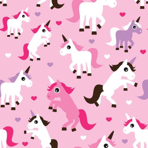 Tapeta Do Pokoju Dziewczynek Jednorożce, Serduszka
