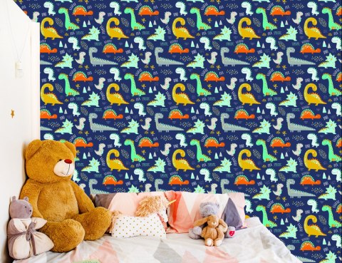 Tapeta Kolorowe Dinozaury Zwierzęta, Pokój Chłopca