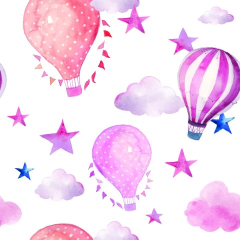 Tapeta W Balony, Gwiazdy, Chmury Pokój Dziecięcy