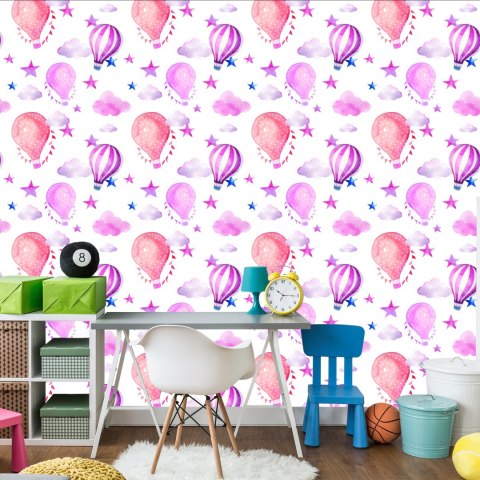 Tapeta W Balony, Gwiazdy, Chmury Pokój Dziecięcy