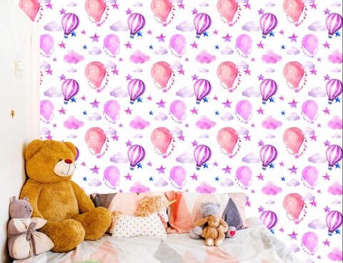 Tapeta W Balony, Gwiazdy, Chmury Pokój Dziecięcy