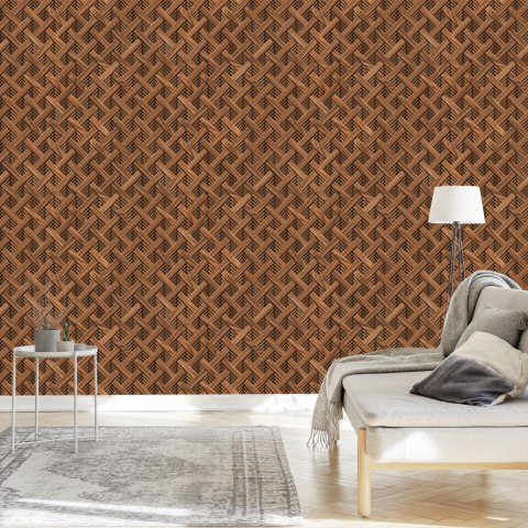 Tapeta Drewniany Wzór Geometryczny 3D