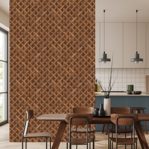 Tapeta Drewniany Wzór Geometryczny 3D