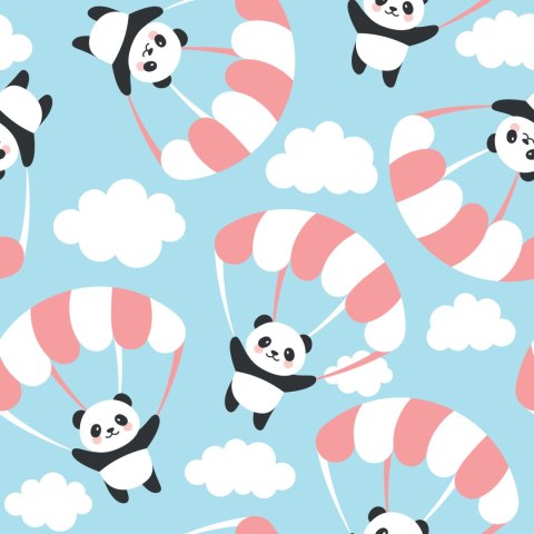Tapeta Dla Dzieci - Latająca Panda Wśród Chmur
