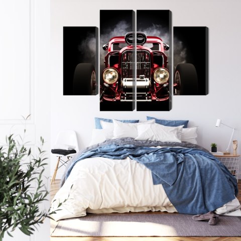 Obraz Wieloczęściowy Samochód Hot Rod Na Tle Dymu