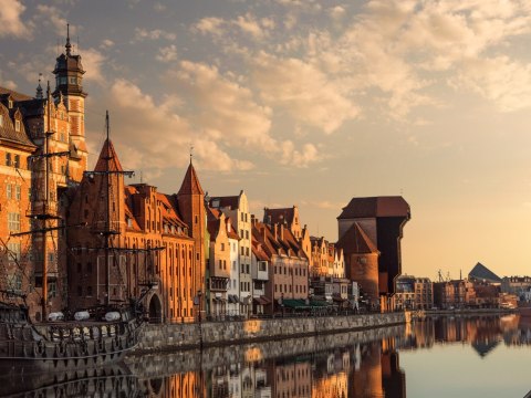 Obraz Wieloczęściowy Port Gdańsk O Zachodzie Słońca
