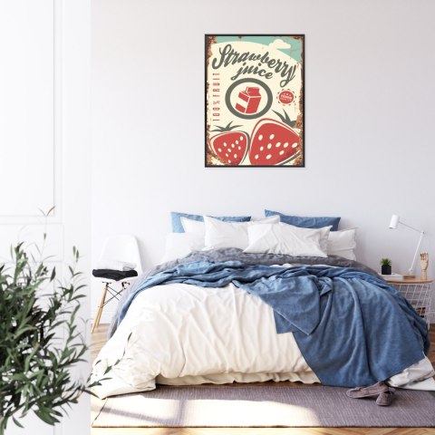 Plakat Sok Truskawkowy W Stylu Vintage Rama Aluminiowa Kolor Czarny