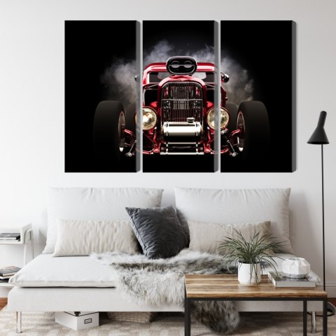 Obraz Wieloczęściowy Samochód Hot Rod Na Tle Dymu