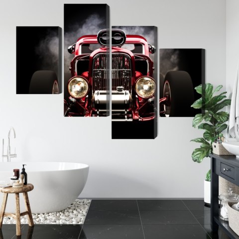 Obraz Wieloczęściowy Samochód Hot Rod Na Tle Dymu