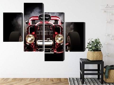 Obraz Wieloczęściowy Samochód Hot Rod Na Tle Dymu