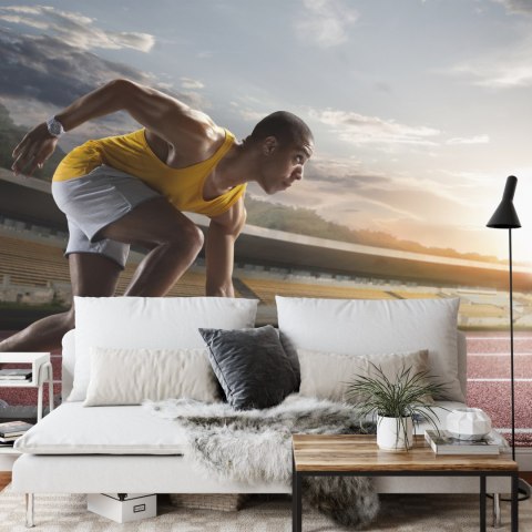 Fototapeta Sportowiec W Bloku Startowym 3D