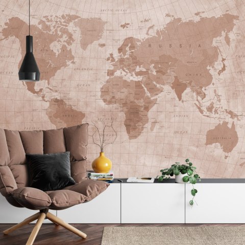 Fototapeta Mapa Świata Teksturowanej Sepii