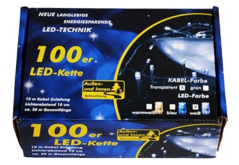 Garth świąteczny LED łańcuch - 9 m, 100 diod, zimna biel