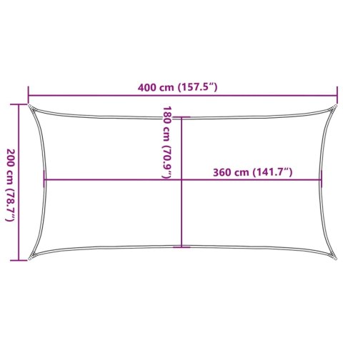 Żagiel przeciwsłoneczny, 160 g/m², czarny, 2x4 m, HDPE