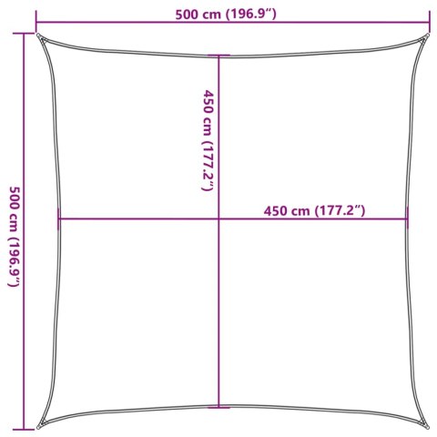 Żagiel przeciwsłoneczny, 160 g/m², czarny, 5x5 m, HDPE