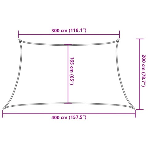 Żagiel przeciwsłoneczny, 160 g/m², czerwony, 3/4x2 m, HDPE