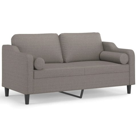 2-osobowa sofa z poduszkami, kolor taupe, 140 cm, tkanina