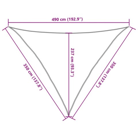 Żagiel przeciwsłoneczny, 160 g/m², brązowy, 3,5x3,5x4,9 m, HDPE
