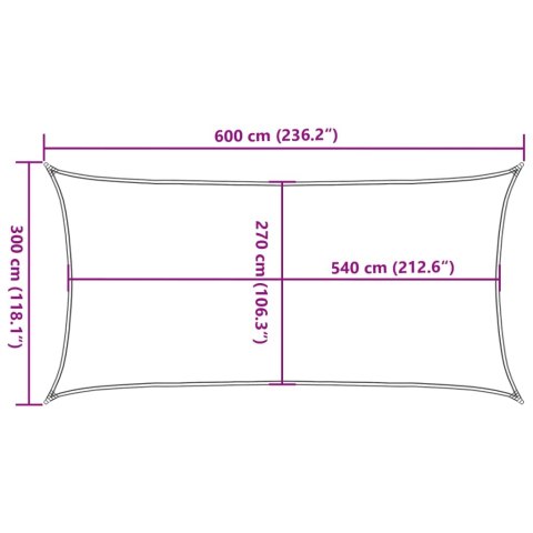 Żagiel przeciwsłoneczny, 160 g/m², brązowy, 3x6 m, HDPE