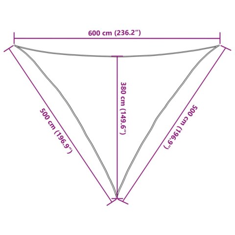 Żagiel przeciwsłoneczny, 160 g/m², brązowy, 5x5x6 m, HDPE