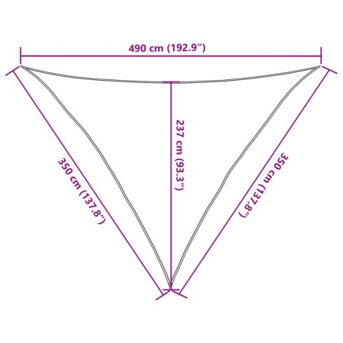 Żagiel przeciwsłoneczny, 160 g/m², czarny, 3,5x3,5x4,9 m, HDPE