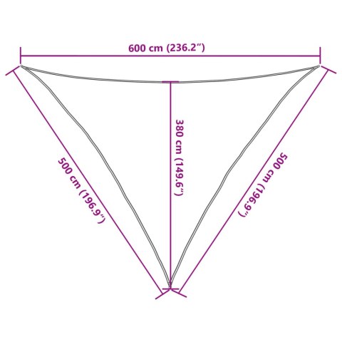 Żagiel przeciwsłoneczny, 160 g/m², czarny, 5x5x6 m, HDPE