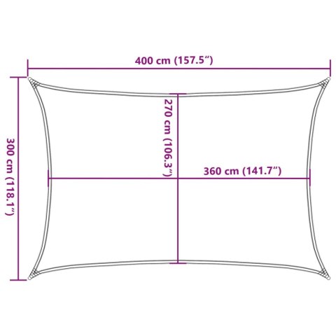 Żagiel przeciwsłoneczny, 160 g/m², kremowy, 3x4 m, HDPE