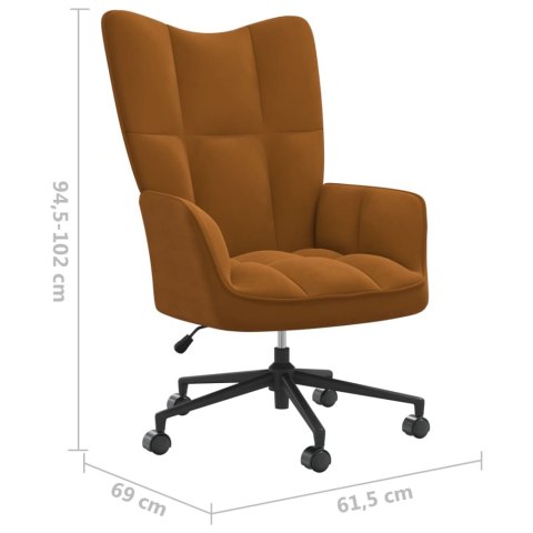 Fotel, brązowy, obity aksamitem