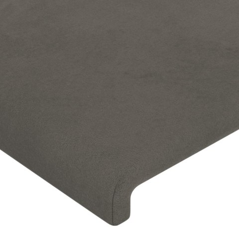 Rama łóżka z zagłówkiem, ciemnoszara, 90x200 cm, aksamitem