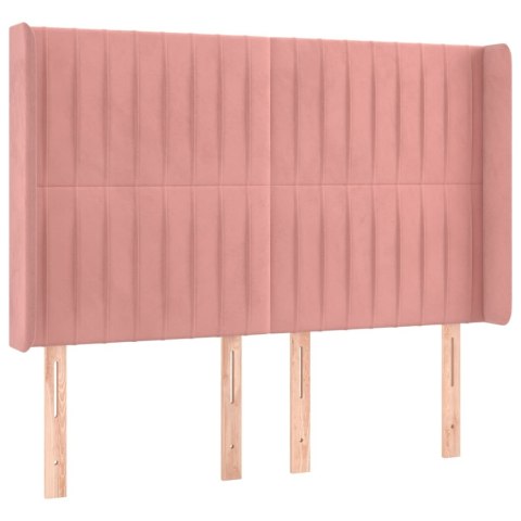 Łóżko kontynentalne z materacem i LED, różowy aksamit 140x190cm