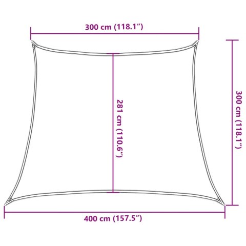 Żagiel przeciwsłoneczny, 160 g/m², kremowy, 3/4x3 m, HDPE